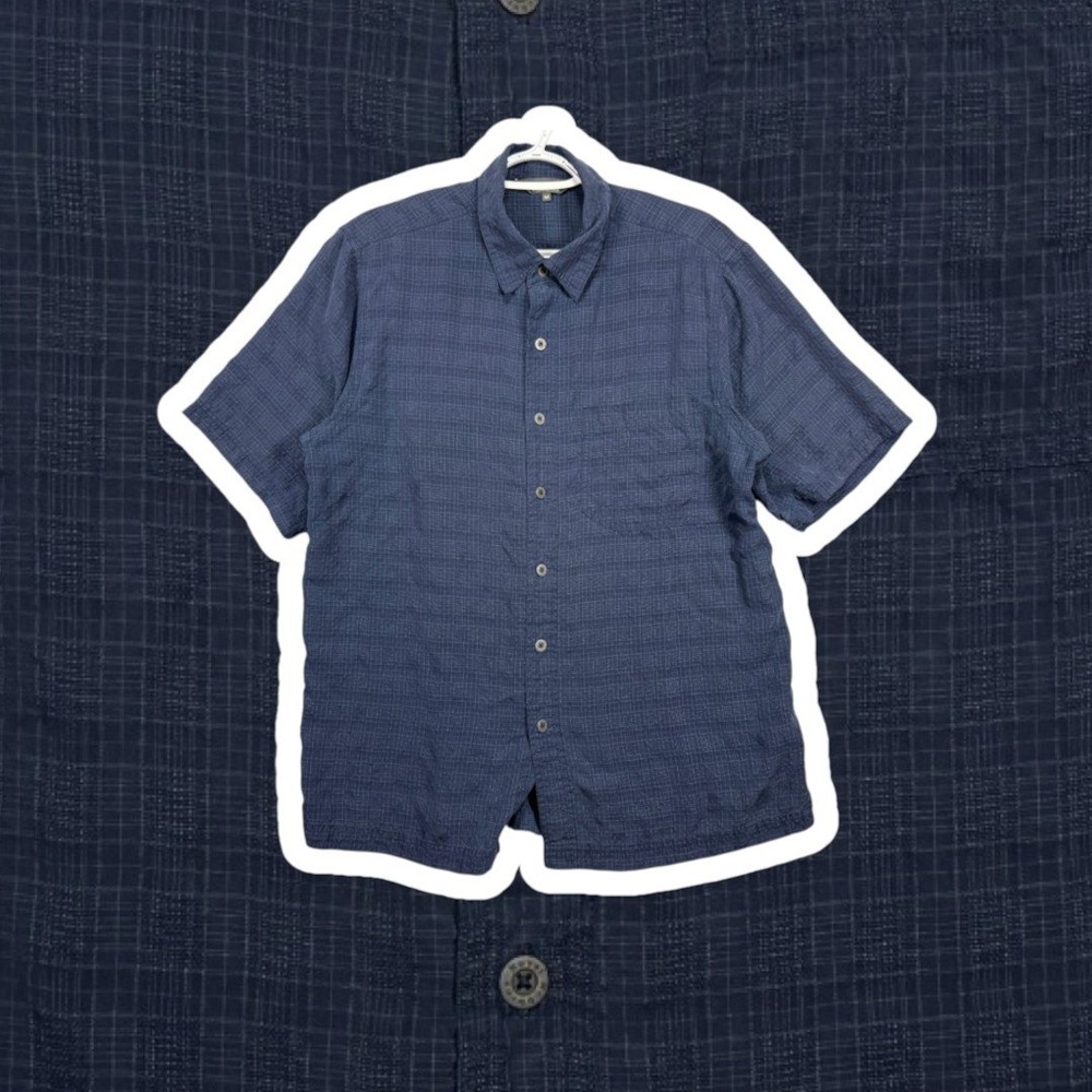 Royal Robbins San Juan Short Sleeve Shirt Mens Medium Blue Modal Grid Button Up